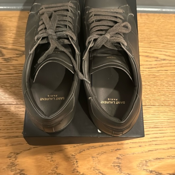SAINT LAURENT SL/01 Men’s Dark Gray LEATHER LOW-TOP Sneakers Shoes - Picture 5 of 6